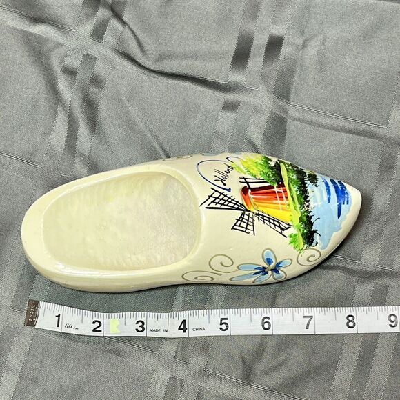 Holland Dutch Hand Carved & Paint Wood Shoe Clog Decor Wall Hang Feat Souvenir - Picture 6 of 6